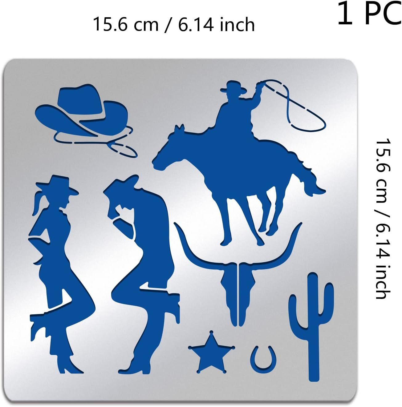 Custom Etching Western Cowboy Pattern Stainless Steel Stencils, Reusable