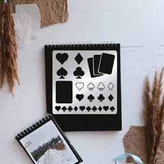 Custom Playing Cards Metal Stencils 6 Inch Square Scrapbooking Drawing Stencils Stainless Steel Heart, Spade, Club, Diamond Pattern Painting