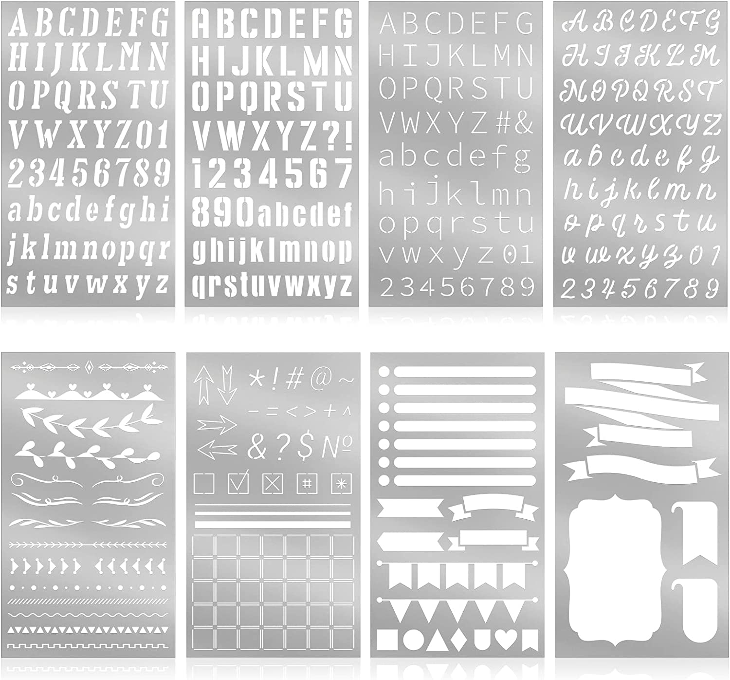 Stainless Steel Stencils Alphabet Number Stencils for Journaling Bookmark Flower Vines Stencils for DIY Engraving Painting