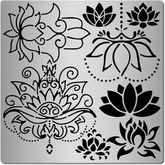 Stainless Steel Metal Stencils Floral Painting Reusable Templates Journal Tool for Painting on Wood, Wood Burning, Pyrography