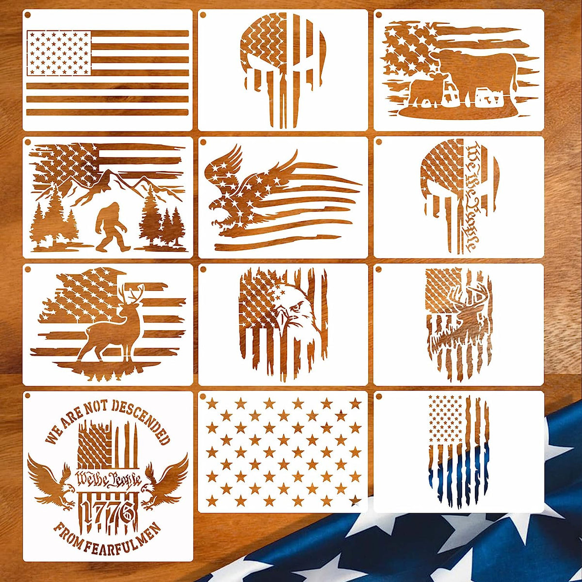 Custom American Flag Stencil Star Stencils for Painting Wood Burning