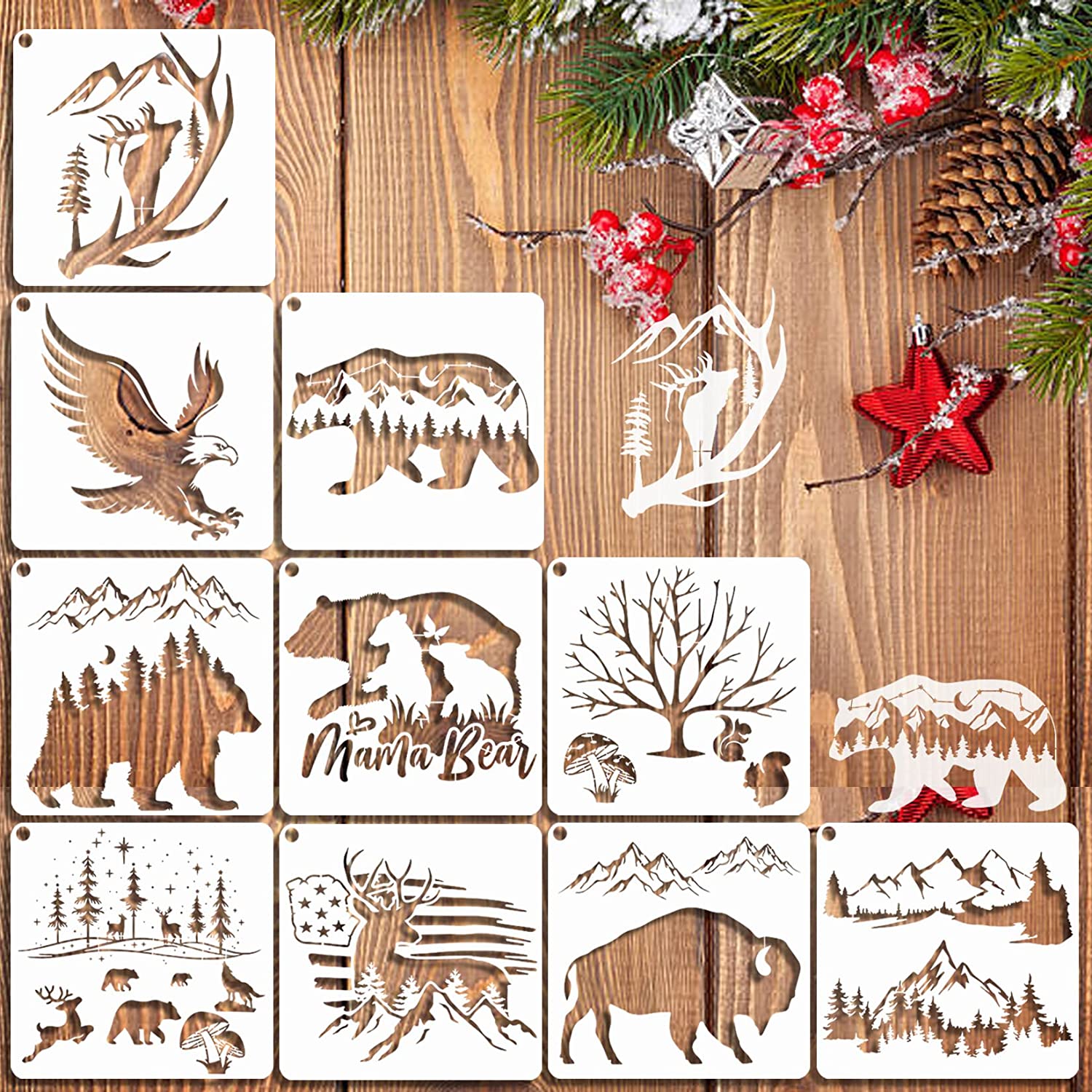 Custom metal stencils for wood burning Reusable Patterns Moon Claw Stencils for Painting