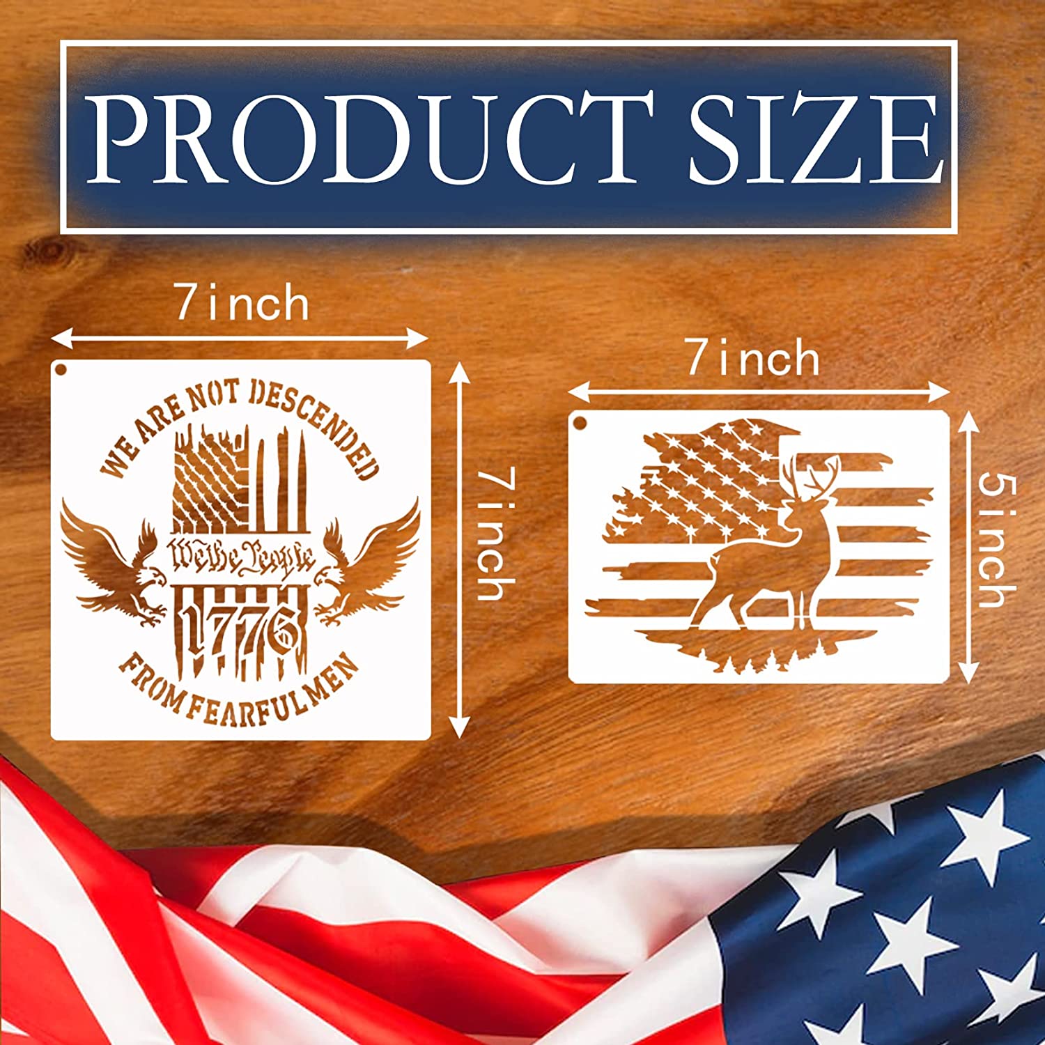 6 Pcs American Flag 50 Star Stencil, Templates for Painting on